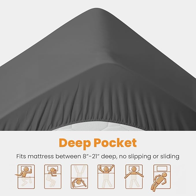 MATBEBY Full Size Mattress Pad - Cooling Breathable Mattress Topper, Quilted Fitted Mattress Protector, Pillow Top Mattress Cover with 8-21" Deep Pocket, Machine Washable, Dark Grey, 54x75 Inches