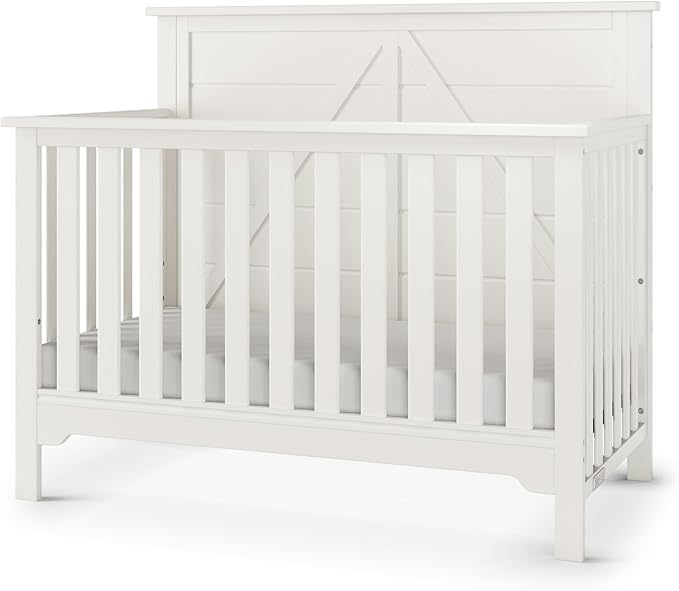 Child Craft Woodland 4-in-1 Convertible Crib, Baby Crib Converts to Day Bed, Toddler Bed and Full Size Bed, 3 Adjustable Mattress Positions, Non-Toxic, Baby Safe Finish (Brushed Cotton)