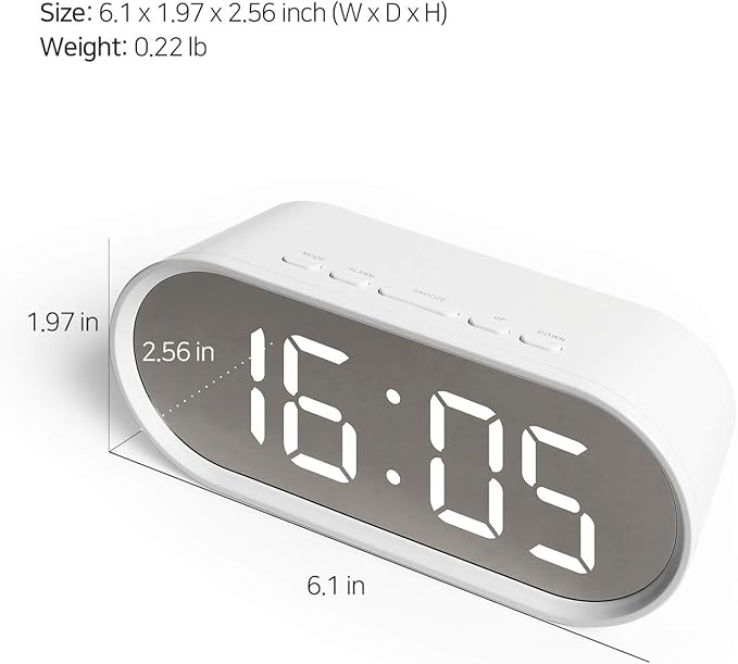 mooas Pop Mirror Digital Alarm Clock, LED Desk Pink Clock with Nightlight, Snooze, Temperature, Battery Operated Small Size Cute Mini Clock for Kids Girls Bedroom Livingroom Office (Pink)