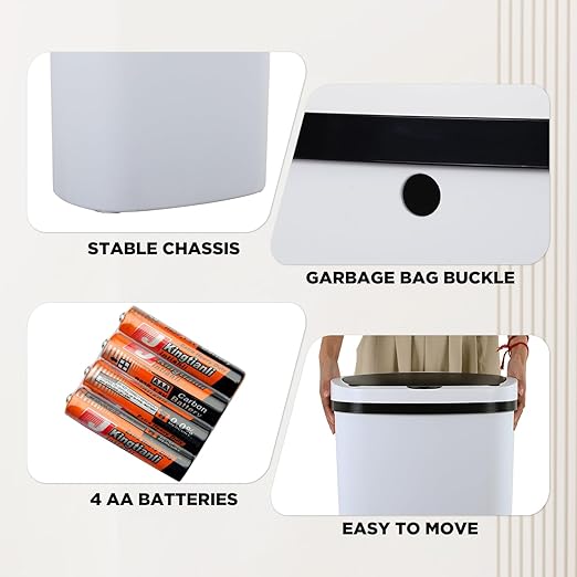 Kitchen Trash Can with Lid, 13 Gallon Automatic Garbage Can for Bathroom Bedroom Home Office 50 Liter Touch Free High-Capacity Brushed Waste Bin