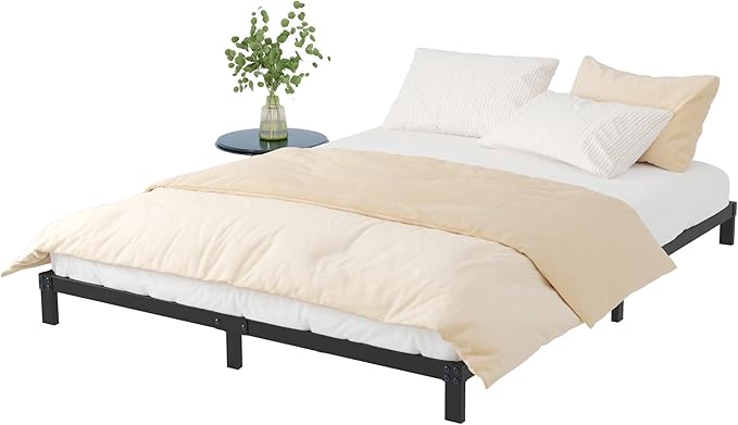 8 Inch Cal King Bed Frame No Box Spring Needed, Heavy Duty California King Metal Platform Support Up to 3000 lbs with Steel Slat, Easy Assembly, Noise Free, Black