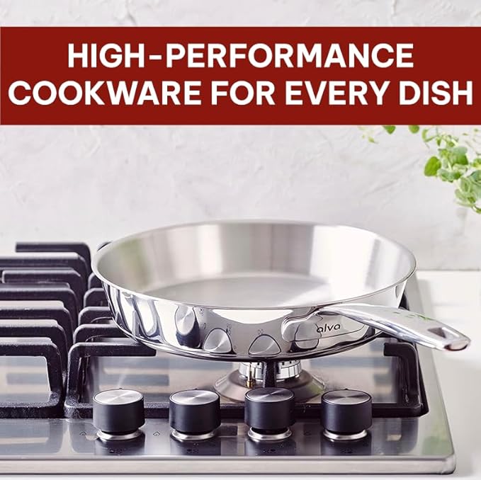 Alva Maestro 8" Premium Stainless Steel Frying Pan - 18/10 Professional Grade - PFAS/PFOA/PTFE Free - High Heat & Oven Safe - All Stovetop Compatible