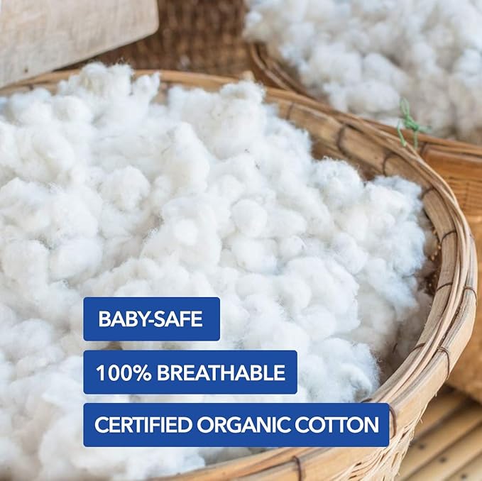 Organic Dream Crib and Toddler Mattress - 100% Breathable Proven to Reduce Suffocation Risk, 100% Washable Cover, Baby + Toddler Bed, GREENGUARD Certified, Hypoallergenic - Deluxe 5"- White