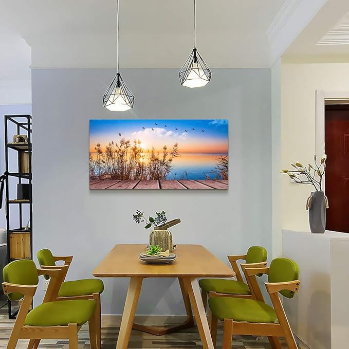 Wall Art for living room Canvas Print Artwork Wall Art Decor Blue ocean waves sun seaview Poster painting bedroom wall decorations Seascape Canvas Prints Picture Office Works Home bathroom wall decor