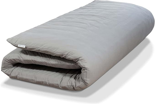 Japanese Futon Floor Mattress - Medium Firm Futon Mattress for Sleeping - Shikibuton - Foldable and Portable Japanese Bed (Grey, Twin)