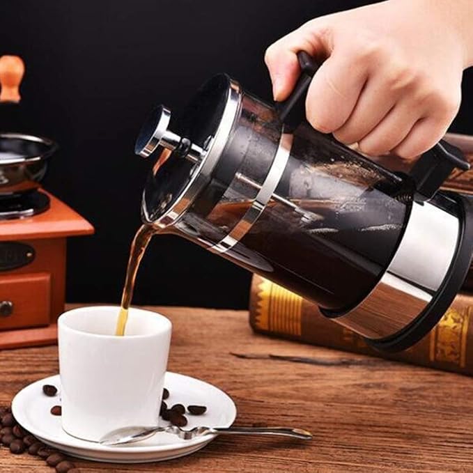 French Press Coffee Maker, 304 Stainless Steel Coffee Press, 350 ml Household Glass Coffee Pot, Tea Maker,Heat Resistant Sturdy, Easy to Clean