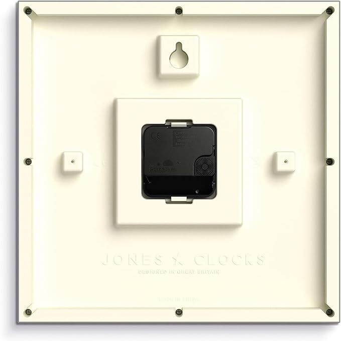 JONES CLOCKS® Box Wall Clock | Retro Square | 10 inch | Red | Easy to Read Numbers | Perfect Kitchen or Office Clock