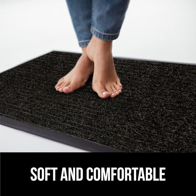 GORILLA GRIP Traffic Guard Door Mat, 72x48, Heavy Duty Welcome Mats, Commercial Office Space Doormat, Waterproof, Fade Resistant, Strong Rubber Backing, Low Profile, Shoe and Boot Scraper, Jet Black