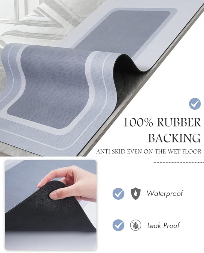 MontVoo-Bath Mat-Bathroom Mat Rug Non Slip Super Absorbent Stain Resistant Quick Dry Thin Bathroom Rug-Bath Mats for Bathroom Floor Bathtub Vanity-Bathmat Bath Rug Easy Care 17"x27" Blue