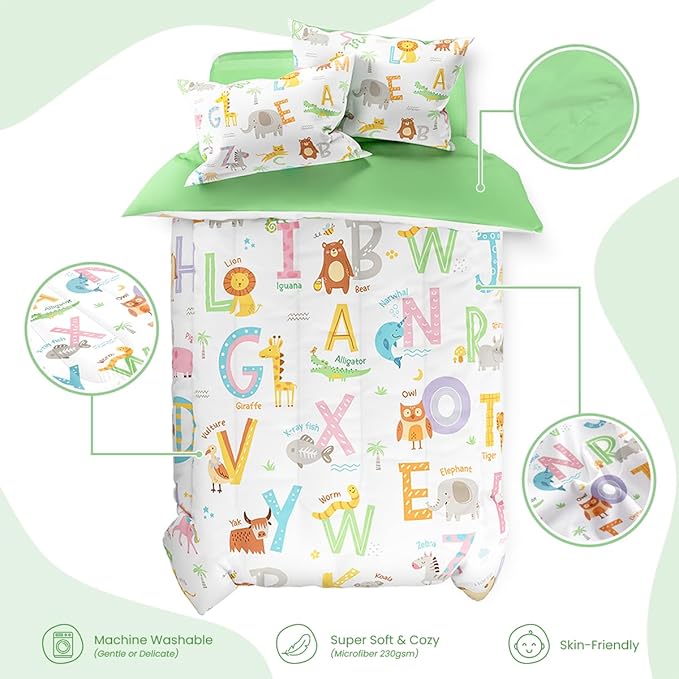 SANDJEST Alphabet Duvet Cover Sets Full Size for Kids Boys Girls, Incude 1 Polyester Comforter Cover 80x90 Inches and 2 Pillowcases 20x26 Inches, Comforter Not Included, Gift for Christmas Birthday