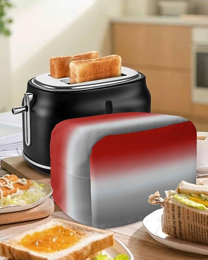 Toaster Cover 2 Slice Red Grey Ombre Toaster Oven Cover with Pockets Gradient Gradual Color Dustproof Bakeware Protector Small Kitchen Appliance Dust Covers and Fingerprint Protection for Women