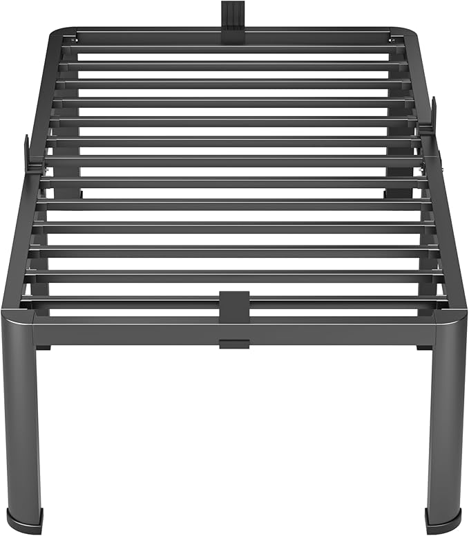 18 Inch Twin Heavy Duty 3500 lbs Bed Frame with Round-Corner Legs & Anti-Squeak Design – Quick Assembly Metal Platform, No Box Spring Needed