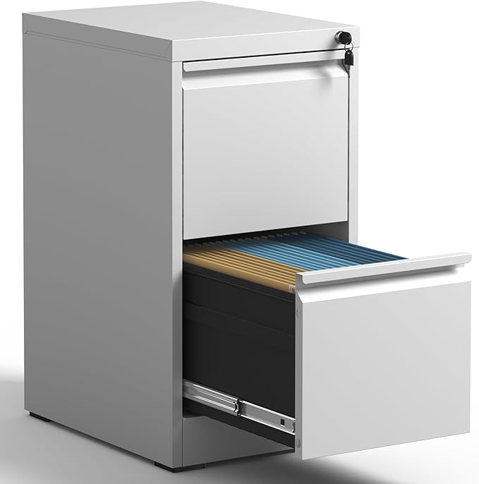 2 Drawer File Cabinet with Lock,Metal Filing Cabinets for Home Office,Steel Vertical File Cabinet,Heavy Duty Metal Storage Cabinet for A4/Letter/Legal Size Files,Assembly Required