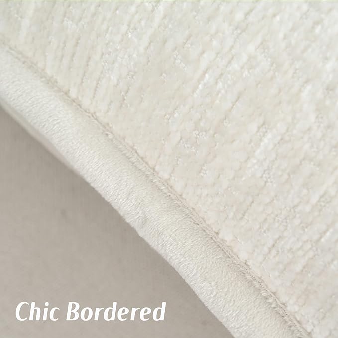 FUTEI Cream White Chenille Throw Pillow Covers 12x20 Inch Set of 2,Soft Cozy Bound Edge Design Lumbar Pillow Cases,Home Decor for Couch Bed Living Room