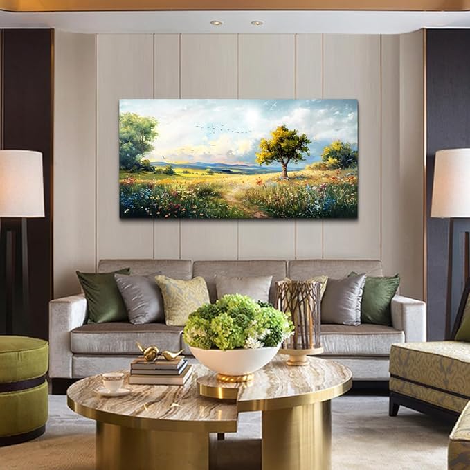 Wapluam Large Wall Art For Living Room Wall Decor For Bedroom Office Decorations Pastoral Wall Paintings Scenery Abstract Watercolour Wall Pictures Modern Posters Canvas Prints Artwork Home Decor