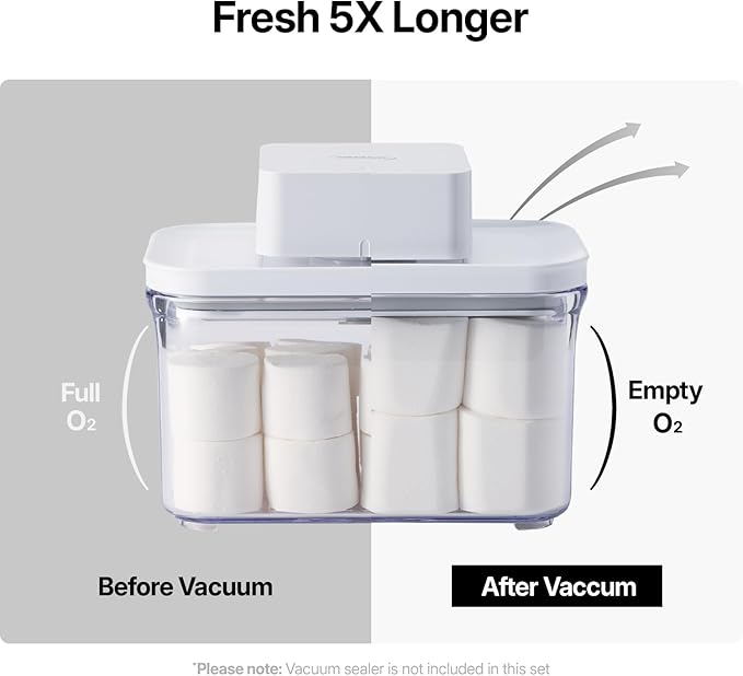 Premium Airtight Food Storage Containers, Square 2PC/Set(1.48qt/1.4Lx2pcs), Smart One-Click Seal Lid, No Hinges, 100% Leak Proof, BPA-FREE, Dishwasher, Freezer & Microwave Safe
