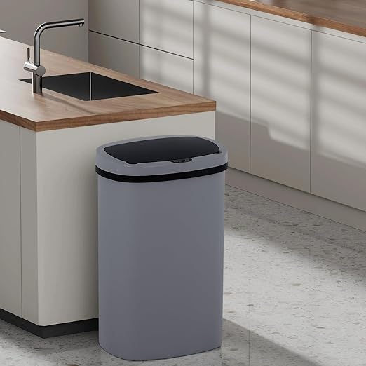 PayLessHere 13 Gallon Trash Can Kitchen Trash Can Automatic Garbage Can with Lid Touch Free High-Capacity Motion Sensor for Kitchen Bedroom Bathroom Office Wateproof Trash Bin (3, Gray)