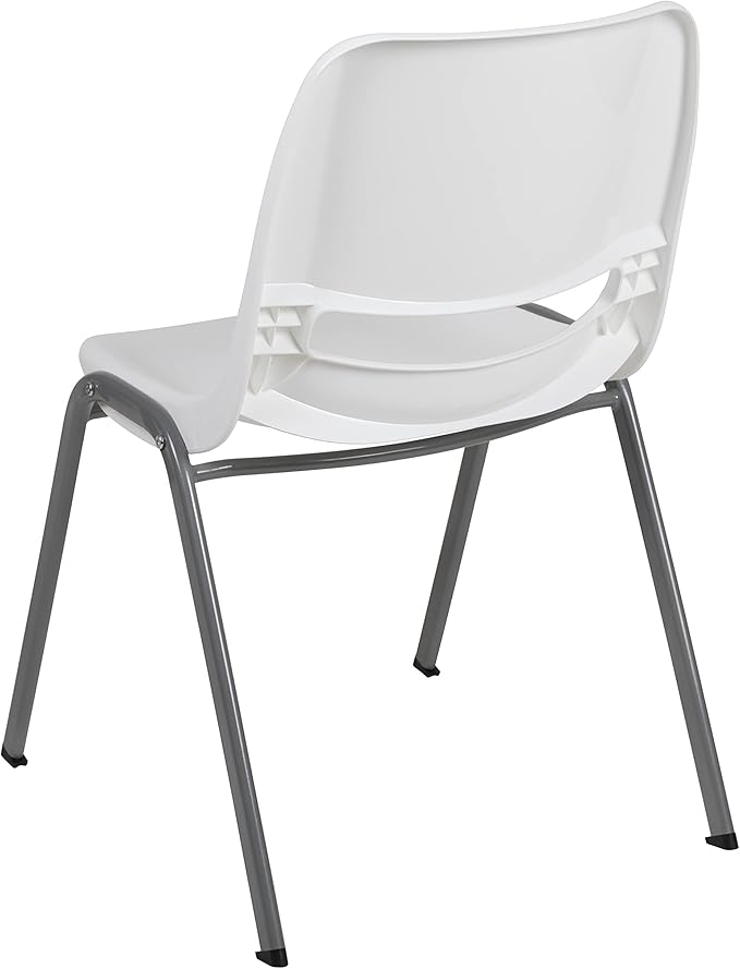 EMMA + OLIVER White Ergonomic Shell Student Stack Chair - Classroom Chair / Office Guest Chair