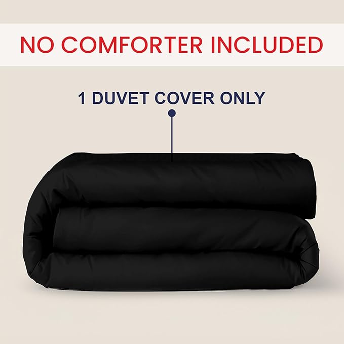 Kotton Culture 120"x98" 1 Pc Oversized King Duvet Cover Only 100% Egyptian Cotton - 600 TC Comforter Cover, Zipper Closure & Corner Ties - Fits Large King Inserts (Oversized King, Black)