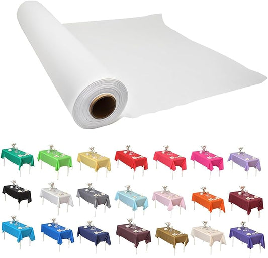 Craft And Party, White Plastic Table Cover Roll - 40in X 100 feet Heavy Duty Plastic Banquet Table Cover Roll. (White)