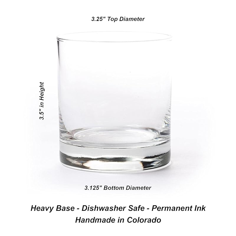 Set of 2 Whiskey Glasses by Black Lantern - Old Fashioned Glasses for Cocktails Whisky Scotch and Bourbon, Two Premium 11oz. Tumbler Glasses with Mountain and Clouds Screen Printed Design