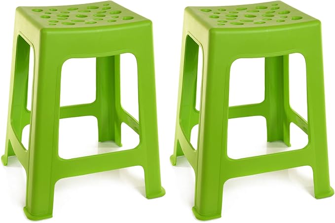 Mintra Home Light Duty Plastic Stools 2pk (18in Height, Lime Green)