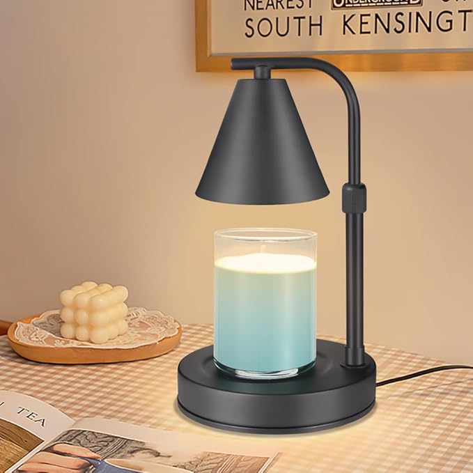 Candle Warmer Lamp, Electric Candle Lamp Warmer Birthday for Mom Women Home Bedroom Decor Dimmable Wax Melt Warmer for Scented Wax with 2 Bulbs, Jar Candles(Height-Adjustable)