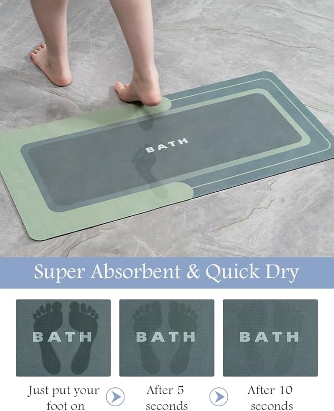 MontVoo-Bath Mat-Bathroom Mat Rug Non Slip Super Absorbent Stain Resistant Quick Dry Thin Bathroom Rug-Bath Mats for Bathroom Floor Bathtub Vanity-Bathmat Bath Rug Easy Care-24"x35" Green