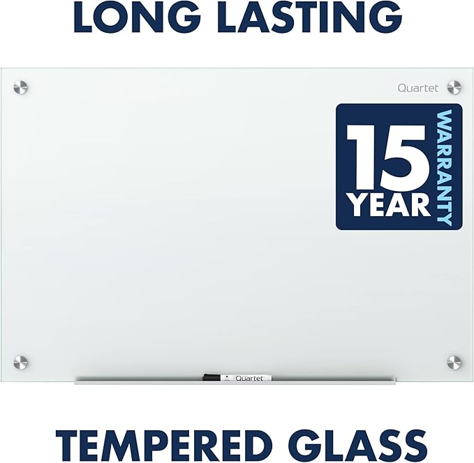 Quartet Glass Whiteboard, Non-Magnetic Dry Erase White Board, 3' x 2', Includes Accessory Tray, 1 Marker and 2 Glass Board Magnets, White Surface, Infinity (G3624NMW)