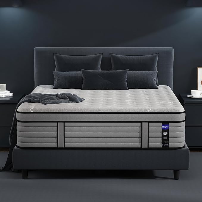 DIFAME Queen Size Mattress, 18 Inch Firm Hybrid Queen Mattress in a Box with Gel Memory Foam, Pressure & Back Pain Relief, Individually Pocket Spring, Edge Support, 100-Night Trial, CertiPUR-US