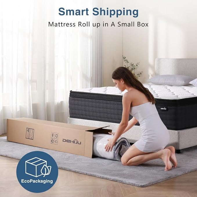 King Size Mattress, 12Inch Hybrid Memory Foam King Mattress in a Box, Medium Firm, Pressure Relief, CertiPUR-US