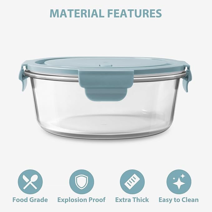 4 PCS Food Storage Containers with lids Set, Airtight 2.5 Cup Glass Meal Prep Containers, Heat-Resistant BPA-Free Glass Containers for Soup Leftover, Microwave, Dishwasher Freezer Safe 20 OZ