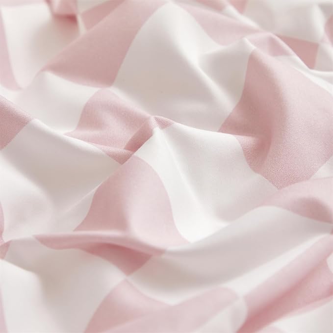 Pink and White Checkered Comforter Set King Comforter Set 3 Piece Bedding Set with Lightweight Comforter and 2 Pillowcases Soft Microfiber All-Season