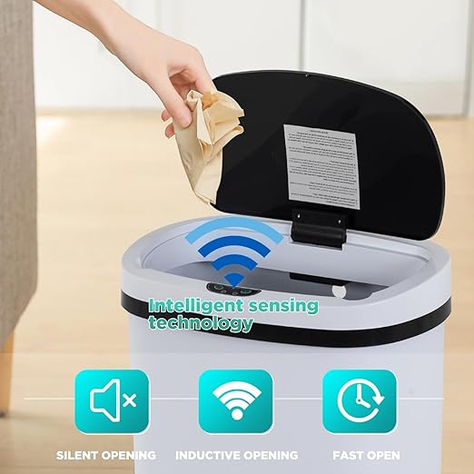 Kitchen Trash Can with Lid, 13 Gallon Automatic Garbage Can for Bathroom Bedroom Home Office 50 Liter Touch Free High-Capacity Brushed Waste Bin