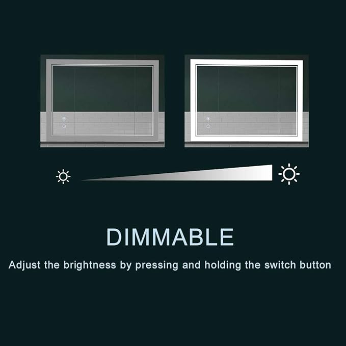 LED Bathroom Mirror Wall-Mounted Vanity Mirror with Anti Fog,Dimmable Waterproof Smart Touch Button Makeup Mirror with Lights Vertical & Horizontal (40x24 Inch)