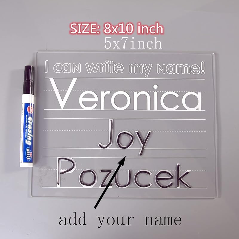 Personalized Name Tracing Board Custom Trace Dry Erase Board Reusable Washable Board Preschool Learning Education Supplies Tracing Board for Kids Gift with Marker (5×7in)