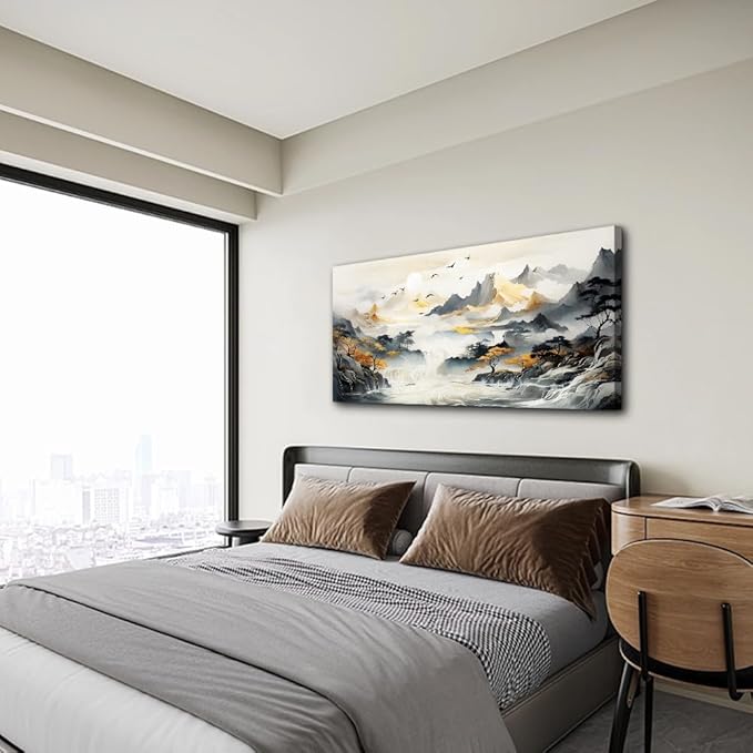 Lapremoly Large Wall Art For Living Room Wall Decor For Office Bedroom Wall Picture Abstract Mountain Landscape Canvas Prints Painting Artwork Modern Ready To Hang Stretched and Framed Home Poster