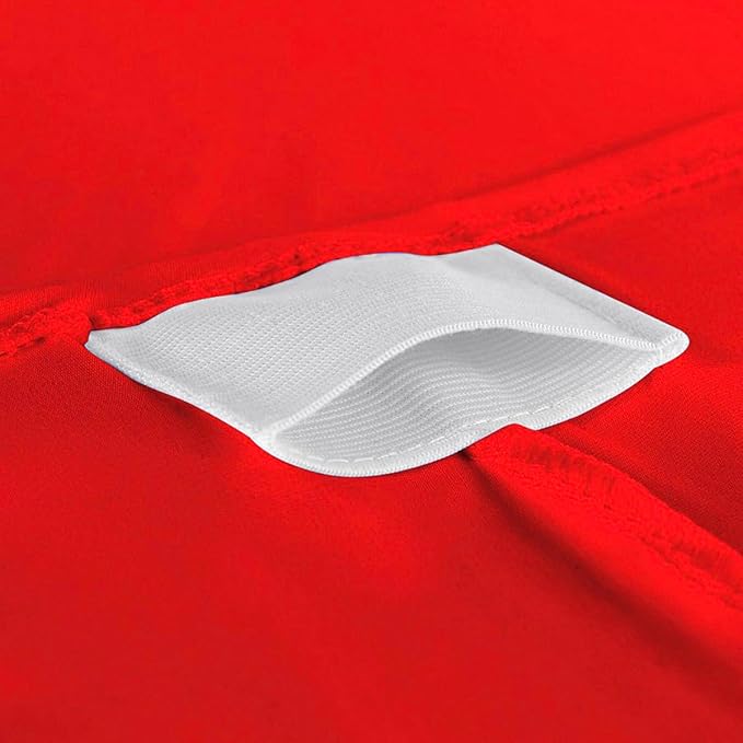 2 Pack 4FT Red Spandex Tablecloth Stretch Fitted Table Cover for Rectangular Table Event, Wedding, Banquet and Parties