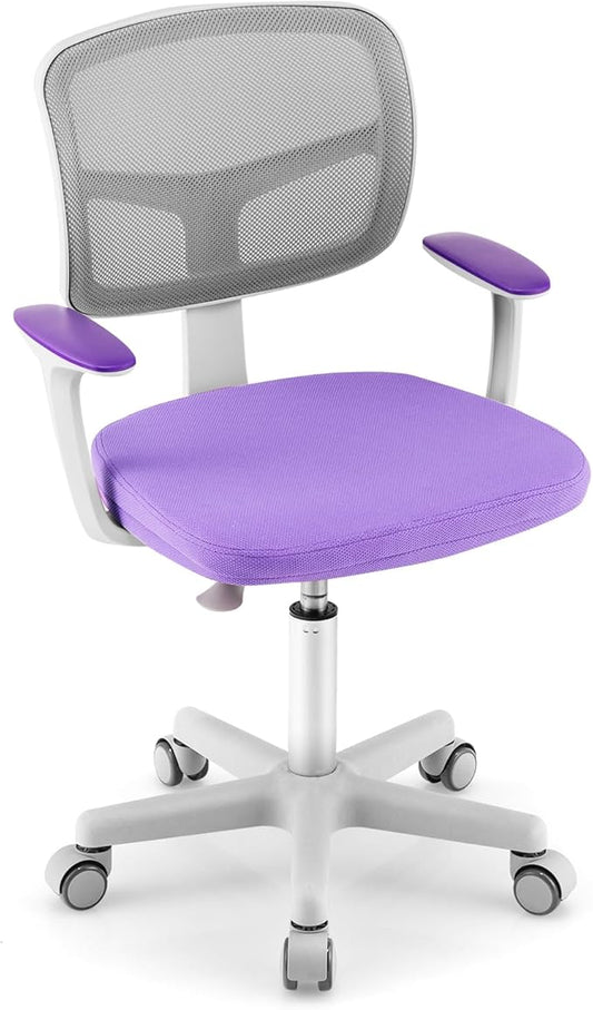 HONEY JOY Kids Desk Chair, Height Adjustable Children Study Chair, Swivel Mesh Task Student Chair, Universal Casters, Child Computer Desk Chair for Boys Girls Age 3-10 (Purple)