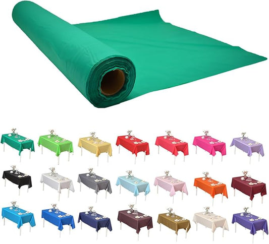 Craft And Party, Emerald Green Plastic Table Cover Roll - 40in X 100 feet Heavy Duty Plastic Banquet Table Cover Roll. (Emerald Green)