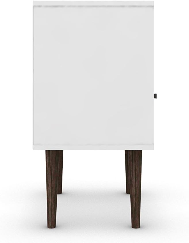 Manhattan Comfort Liberty Mid Century Modern Nightstand with Drawer and Cubby, Bedside Table for Bedroom and Living Room, Night Stand Accent Decor, Easy Assembly, White
