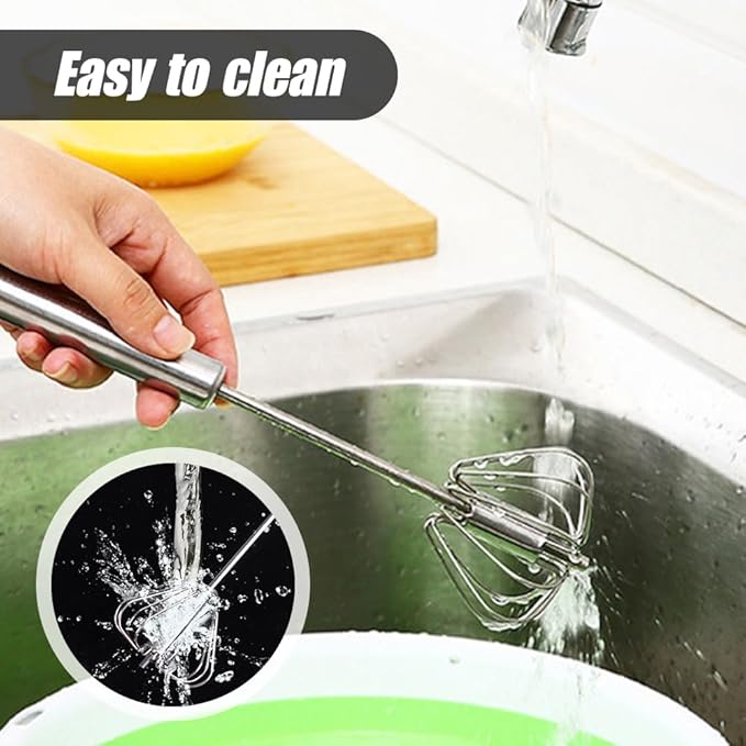 2025 Upgrade Stainless Steel Egg Whisk, Semi-Automatic Hand Push Mixer Stirrer Whisk Blender, Stainless Steel Whisks Blender for Blending, Beating & Stirring (12inch)
