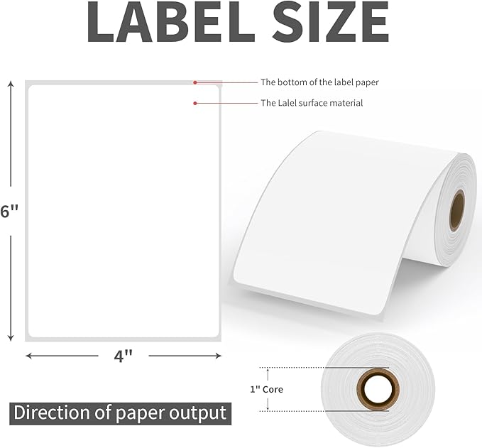 9527 Product 4x6 Blank Direct Thermal Shipping Labels for Zebra 2844 Zp-450 Zp-500 Zp-505 Direct Thermal Labels Printers, Eltron Printer, 250 Labels per Roll,Total 40 Rolls 10000 Labels