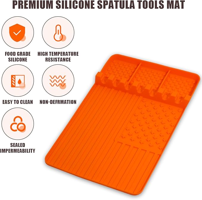 2 PCS Silicone Griddle Tools Mat for Blackstone,Grill BBQ Caddy Utensils Holder for Kitchen,Cooking & Countertop,Large Spatula Mat with Drip Pad,Griddle Accessories for Blackstone (blue 2pcs)