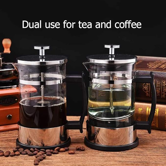 French Press Coffee Maker, 304 Stainless Steel Coffee Press, 350 ml Household Glass Coffee Pot, Tea Maker,Heat Resistant Sturdy, Easy to Clean