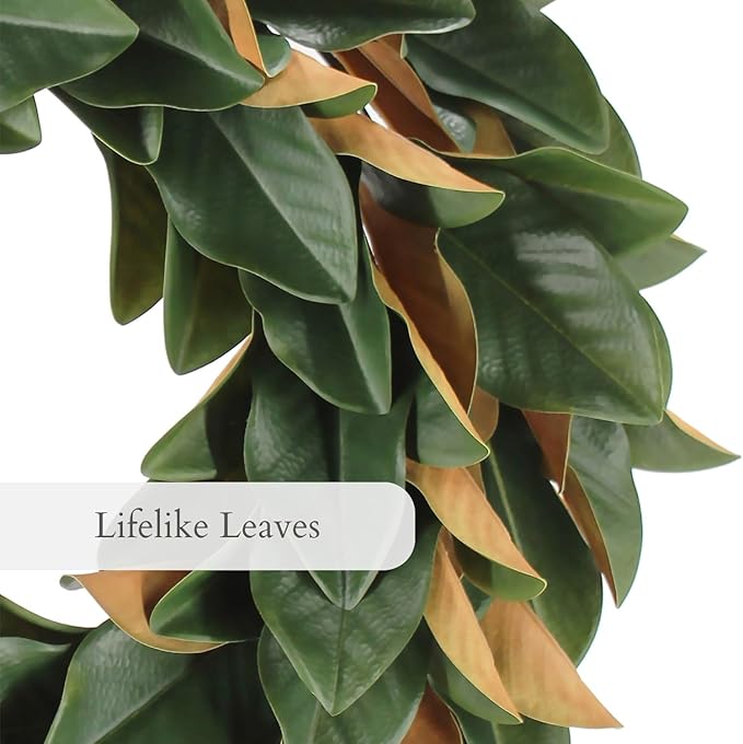 CG Hunter Holiday Collection Faux Wreath, Premium Artificial Indoor and Outdoor Large 30" Magnolia Leaf Christmas Wreath, Christmas Decorations and Holiday Greenery