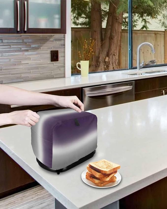 Toaster Cover 4 Slice Purple Grey Ombre Toaster Oven Cover with Pockets Gradient Gradual Color Dustproof Bakeware Protector Small Kitchen Appliance Dust Covers and Fingerprint Protection for Women