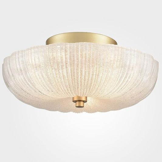 DIRYZON Modern 3-Light Ceiling Light Fixture,Brass Hallway Light Fixtures Ceiling,Semi Flush Mount Ceiling Light with 12 Inch Fine Sand Glass for Kitchen Living Room Bedroom