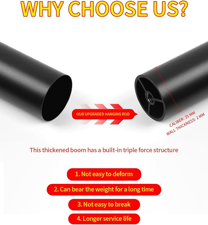 Closet Rods for Hanging Clothes 48'' Black Stepless height adjustment Heavy Duty Closet Rod for Optimize closet storage and organizing space