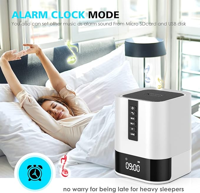 Night Light Bluetooth Speaker, 5 in 1 Touch Control Bedside Lamp Dimmable Multi-Color Changing, Bedroom Alarm Clock, Best Birthday Gift Ideas for 10 11 12 13 14 Year Old Teenage Girls/Boys